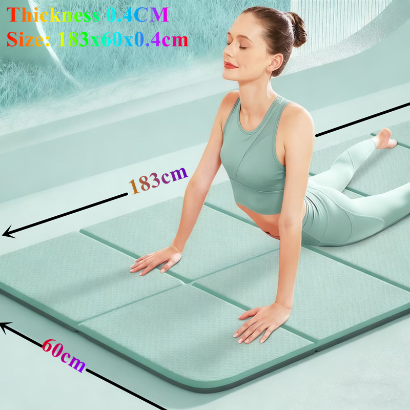 Pilates Yoga Mat Thickness - Fold Portable 4mm Thick PVC Floor