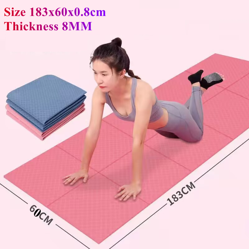 Pilates Yoga Mat Thickness - Fold Portable 183x60CM Yoga Matt 8MM