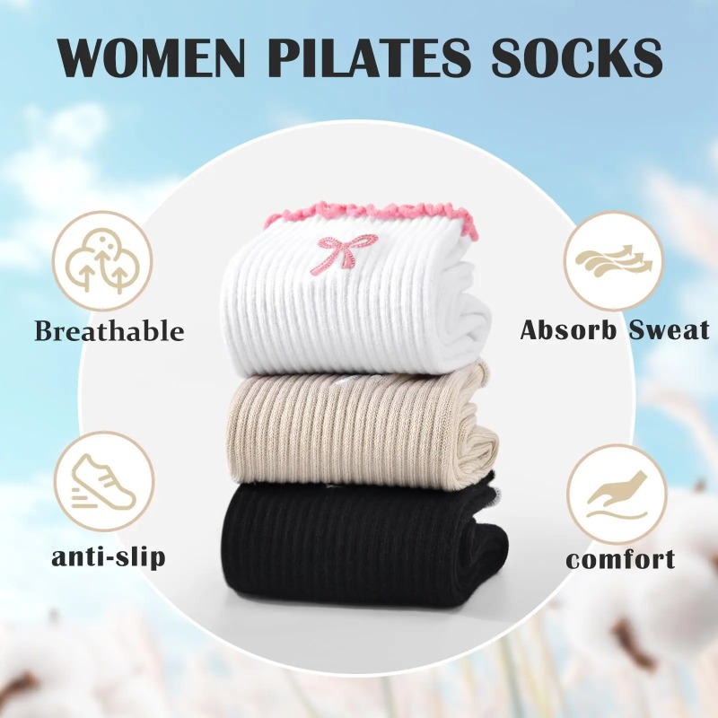 Pilates & Yoga Unleashed Studio - Professional Yoga Socks, Cotton Strap Silicone