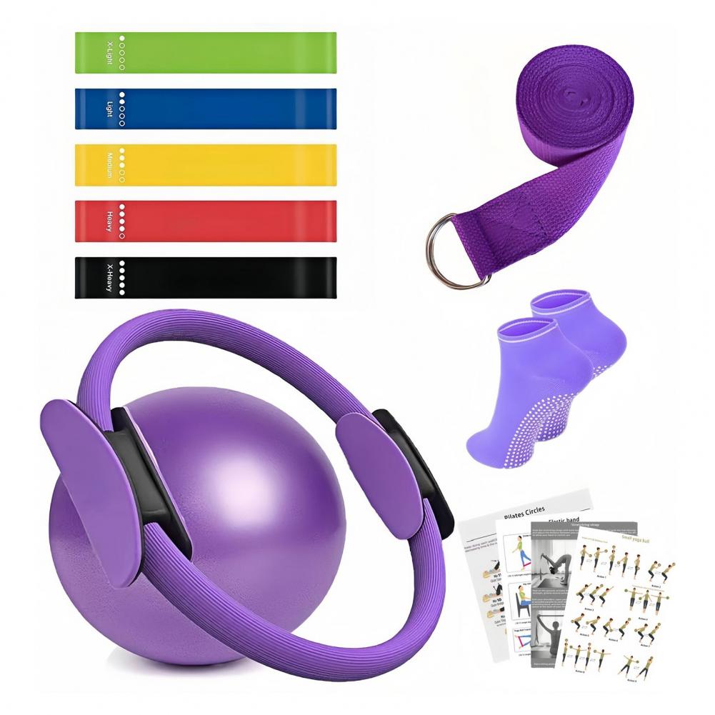 9Pcs/Set Yoga Fitness Kit with - Pilates Yoga Resistance Ring ulasan dan harga